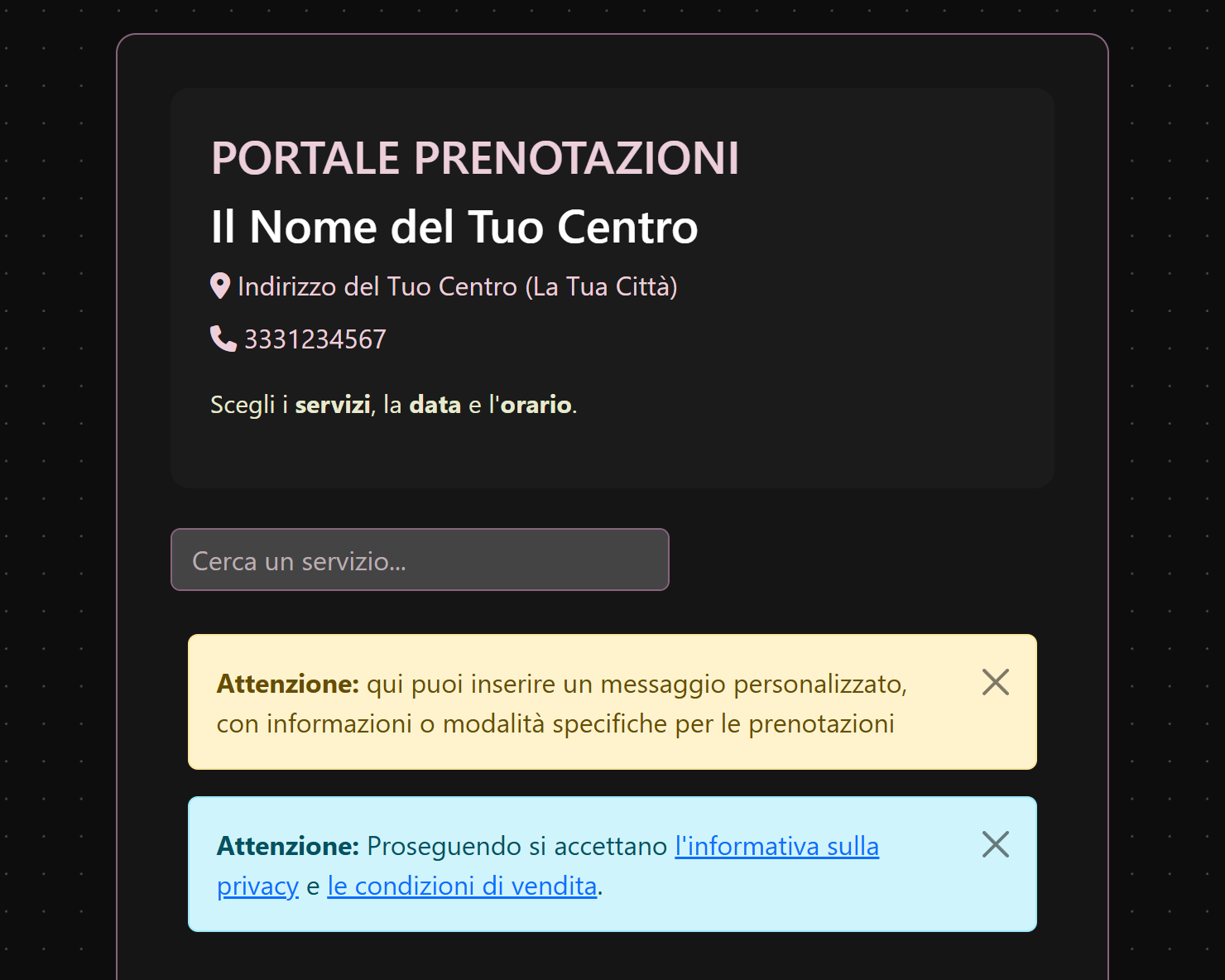 La pagina con cui le clienti prenotano online da sole
